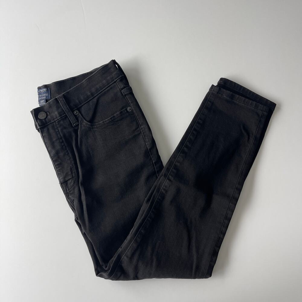 J.Crew Factory Petite 9" Mid Rise Black Skinny Jean signature stretch Black 28P - Picture 3 of 6